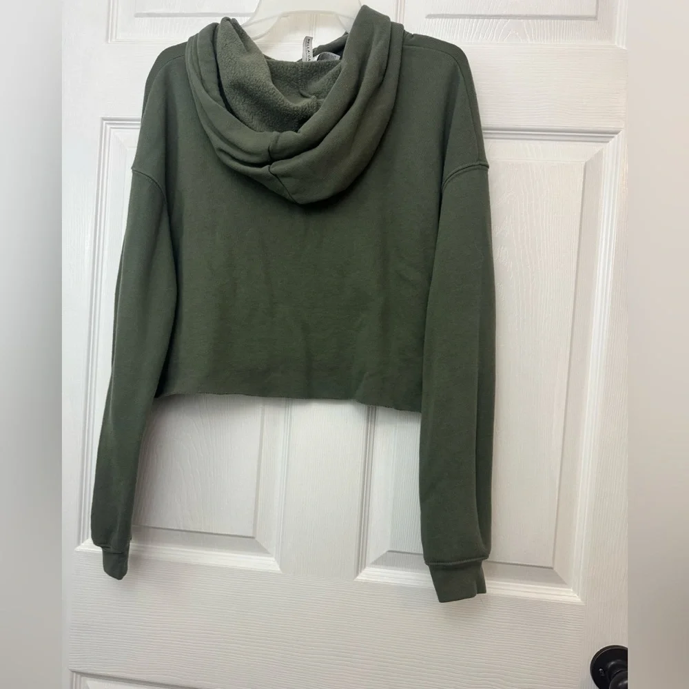 Bella Canvas Olive Green Women's Cropped Hoodie - Picture 3 of 4